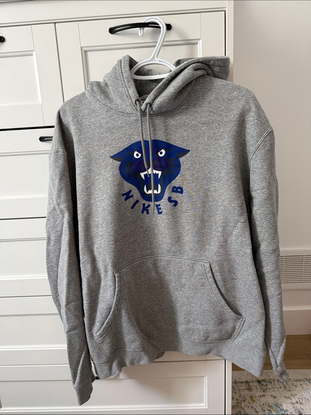 Nike SB Gray Hoodie with Blue Panther Graphic